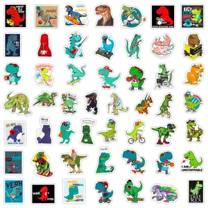 50-pack cute cartoon dinosaur graffiti stickers for laptop, water bottle, and bike.