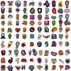 100Stk Gothic Horror Totenkopf Graffiti Aufkleber wasserdicht fuer Skateboard Laptop