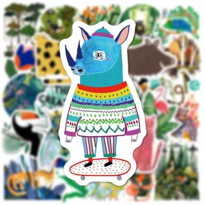 Cute cartoon rhino sticker waterproof vinyl decal for laptop water bottle skateboard decoration