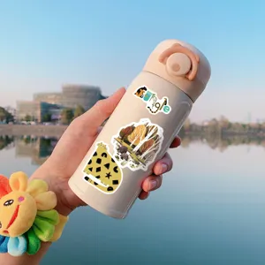 Children illustration animal plant graffiti stickers insulated water bottle with cute cartoon design