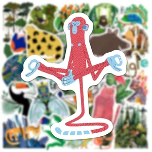 50pcs artistic children illustration animal plant graffiti stickers for laptop water bottle skateboard