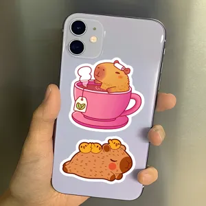 Cute capybara waterproof stickers for phone case, laptop, and luggage decoration, 50pcs set.