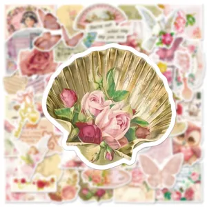 Vintage retro seashell rose sticker aesthetic waterproof sticker for journal and phone case.