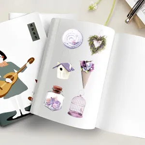 Ins style purple literary transparent stickers decorative sticker for luggage water cup phone case