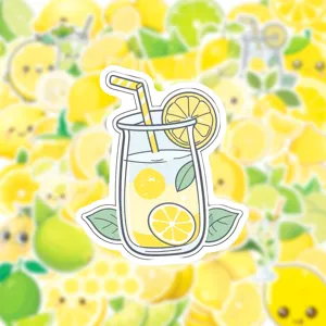 50pcs Summer Lemon Stickers Cartoon Fruit Waterproof DIY Decals for Phone and Luggage