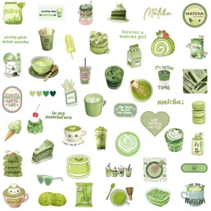 50pz adesivi estetici ragazza matcha carini impermeabili vinile per laptop skate