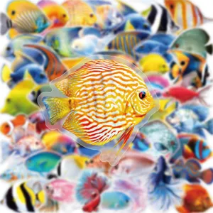 Ocean animal fish PET waterproof stickers 50pcs pack for water bottle laptop decoration