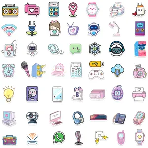 50pcs cute cartoon electronic tech graffiti stickers waterproof vinyl decal for phone case