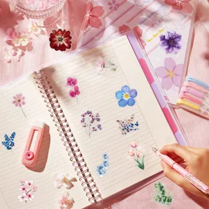 PET simulated flower pressed stickers for journaling, scrapbooking, DIY crafts, decorative.