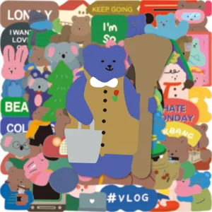 Mignons autocollants étanches de graffiti d'ours coréen pour ordinateur portable 50pcs