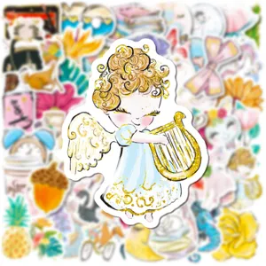 50 Stk. Vergoldete Vintage Engel Aufkleber Wasserdichte Journaling Sticker für Tagebuch