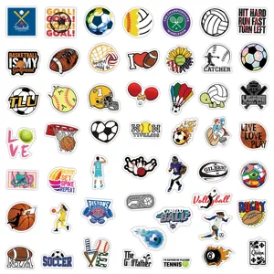 50pcs Sports Stickers Vinyl Waterproof Decals for Water Bottle Skateboard Laptop