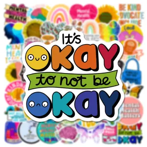 Mental health inspirational PVC waterproof graffiti stickers pack for luggage skateboard.