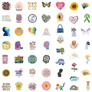 50pcs Mental Health Motivational Stickers Waterproof PVC Decals for Water Bottles Laptop