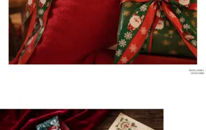 Kerst dubbelzijdig lint voor geschenkdozen, feestelijke verpakking en haaraccessoires.