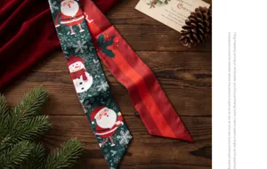 Kerst dubbelzijdig lint dopamine stijl geschenkdoos decoratieve lint tas riem haaraccessoire