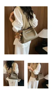 Women pu leather shoulder bag casual style chic tote bag daily commute stylish handbag