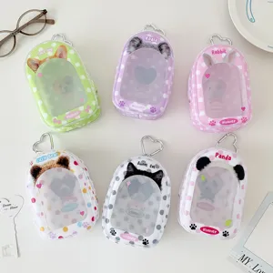 Sac de rangement transparent pour poupée en PVC mignon animal porte-clés étanche