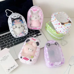 Pochette transparente en PVC avec jolie peluche pour un rangement anti-poussière parfait.