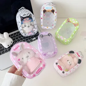 Sac de rangement transparent pour poupée en peluche mignon dessin animé animal vitrine sac