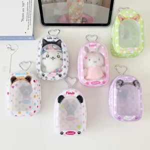 Hisocute sac transparent pour poupée en peluche mignon rangement animaux porte-clés