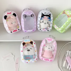 Sac transparent pour poupee peluche design animal rangement sac anti poussiere transport