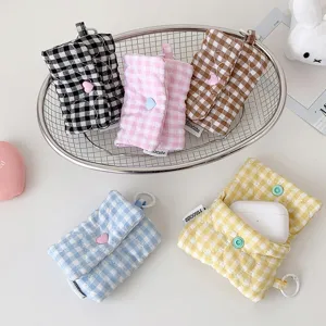 Pochette pour écouteur Bluetooth à carreaux matelassés sac de rangement pour câble de données