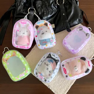 Sac de présentation transparent pour poupée, pochette de rangement anti-poussière mignonne.