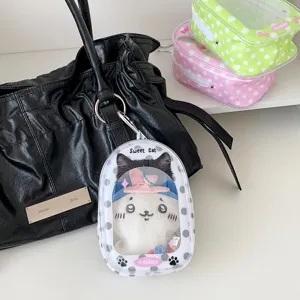Sac de présentation de poupée en PVC transparent, jolie pochette de rangement en peluche.