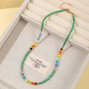 Collar de cuentas de cristal colorido gargantilla vintage joyas para mujeres diario