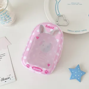Joli sac de rangement transparent pour poupée rose PVC pochette de présentation cœur