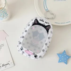 Sac de présentation transparent pour poupée, pochette de rangement à pois pour jouets en peluche.