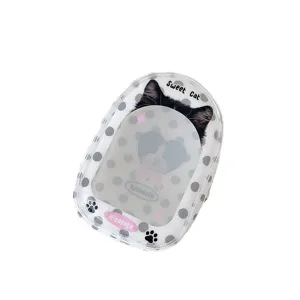 Sac de rangement transparent en PVC pour petite poupee chat mignon sac a dos de presentation