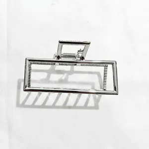 Silver rectangular metal hair claw clip minimalist geometric hair accessories for women styling
