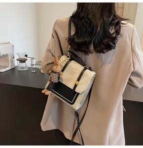 Ρετρό casual γυναικείο mini σακίδιο πλάτης chic ταξιδιού ελαφριά τσάντα ώμου με κουνέλι