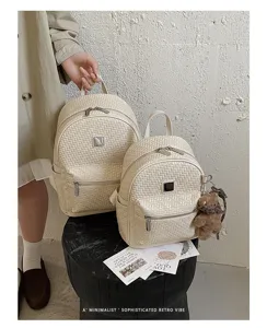 Chic woven women backpack, casual large capacity retro daypack for daily commute and travel.