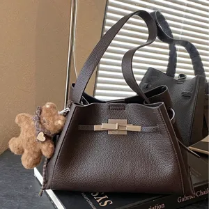 Niche Design Women PU Leather Shoulder Crossbody Bag Litchi Texture Classic Lock Fashion Casual Square Messenger Bag For Ladies