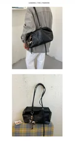 Casual commuter large capacity women's shoulder bag, stylish tote and pillow bag design.