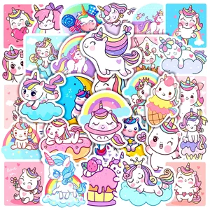 Autocollants Graffiti Licorne Mignons Autocollants En Vinyle Imperméables Pour Ordinateur Portable Bouteille D'eau Vélo Bagages