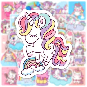 Joli autocollant licorne graffiti étanche en vinyle pour ordinateur bouteille gourde.