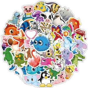 Cute cartoon animal mix graffiti stickers set, waterproof vinyl decal for laptop water bottle.