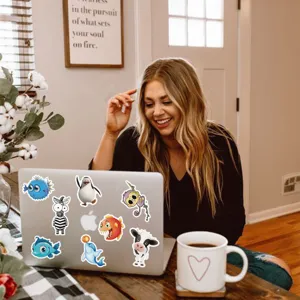 Cute cartoon animal stickers waterproof vinyl decal pack for laptop water bottle decoration