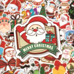Pegatinas de Navidad impermeable dibujos animados Papá Noel regalo portátil casco botella 50p