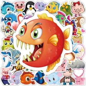 50 Pcs Cute Cartoon Animal Stickers Pack Waterproof Vinyl Graffiti Decal for Kids Laptop Water Bottle