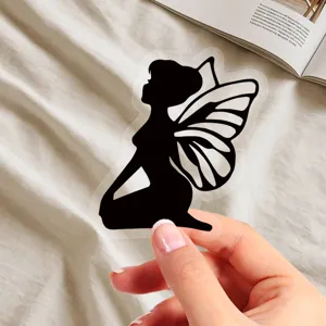 PET transparente schwarz-weiße Fee Silhouette Aufkleber für Notizbuch Tagebuch Dekor
