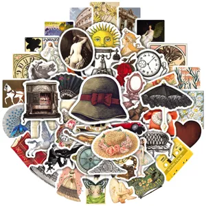 Vintage European palace style graffiti stickers set, retro aesthetic art decorative decals.