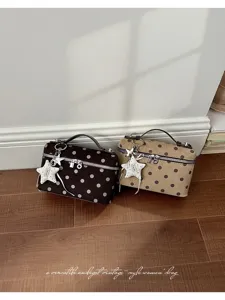 Vintage polka dot handbag with star charm retro shoulder bag for women elegant daily purse