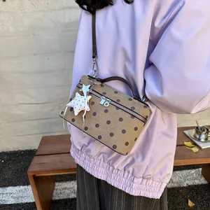 Vintage sweet polka dot handbag for women, casual commuter shoulder and crossbody bag stylish.