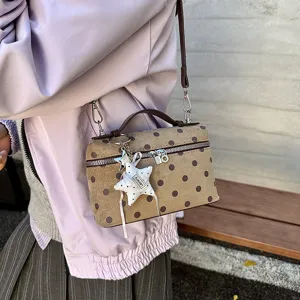 Retro sweet polka dot handbag for women, stylish autumn commuter shoulder crossbody bag new.