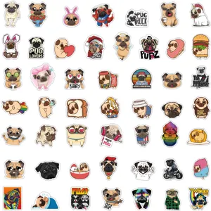 50 Pcs Cute Pug Graffiti Stickers Vinyl Waterproof Decal for Laptop Bicycle Water Bottle